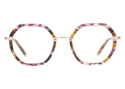 Lunettes Clémence & Margaux, monture rose, ambre et brun