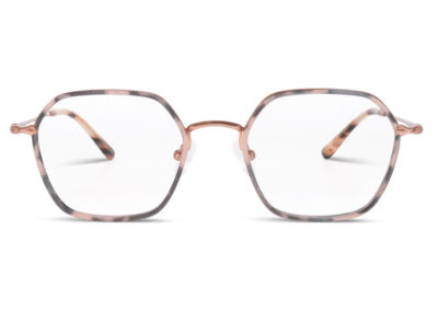 Lunettes French Retro, modèle Aurore, rose et gris pâle translucide